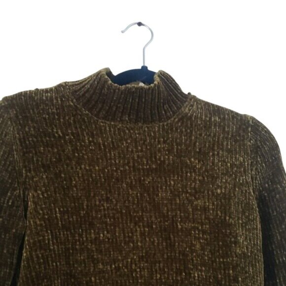 Philosophy Womens Knit Plush Velvet Olive Green Sweater Size S Warm Autumn Soft - Picture 3 of 8